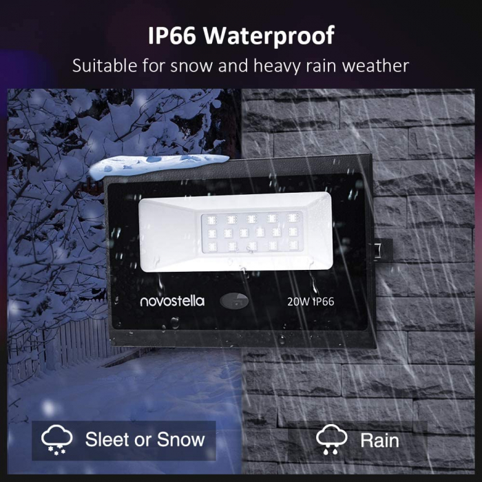 Set 2 proiectoare de podea LED RGB Novostella, Telecomanda , 20W, IP66 waterproof, 220v, luminozitate reglabila [7]