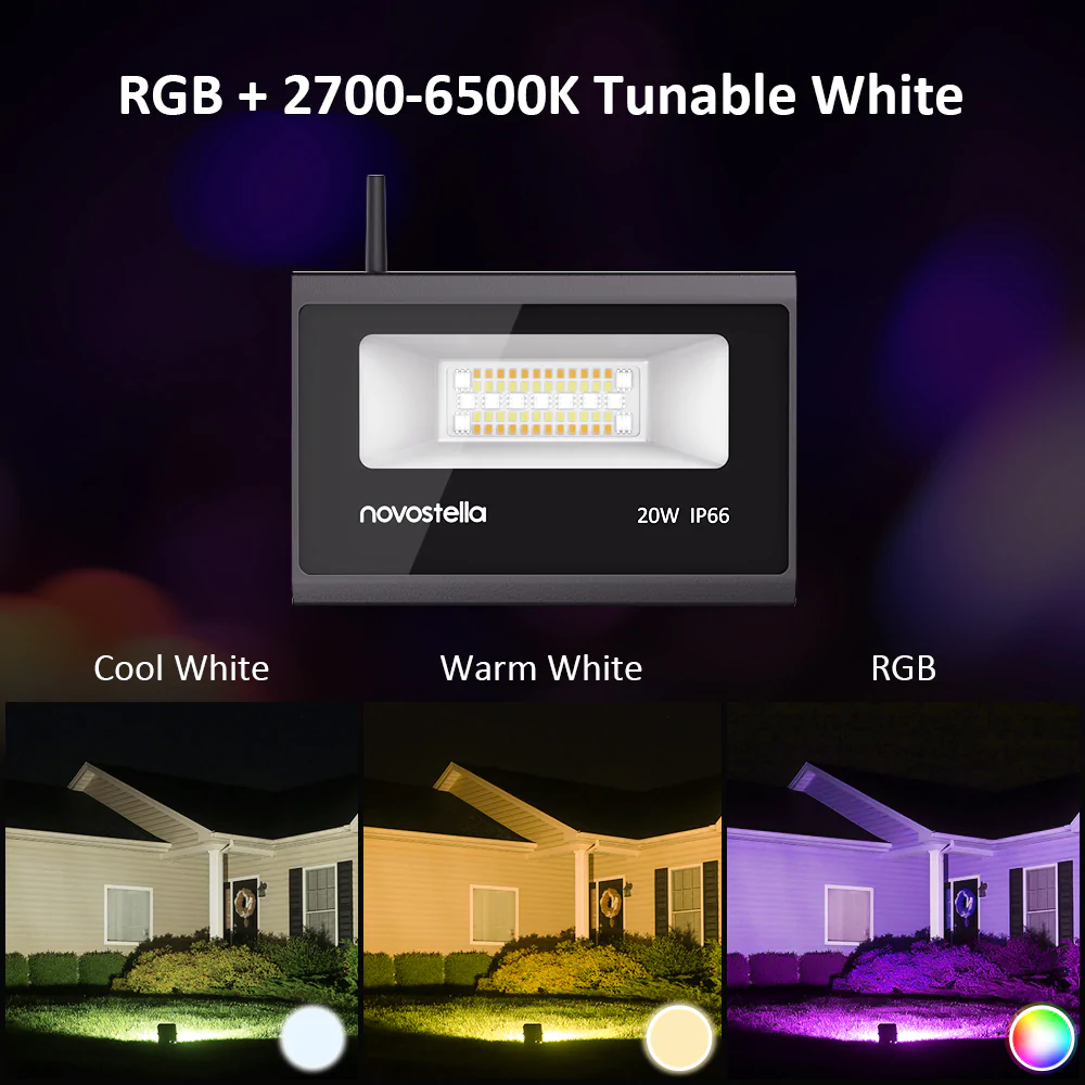 Set 2 proiectoare de podea Smart LED RGBCW Novostella NTF36, Wifi, Alexa,Google , 20W, Exterior IP66 Lumina alba dimabil [7]