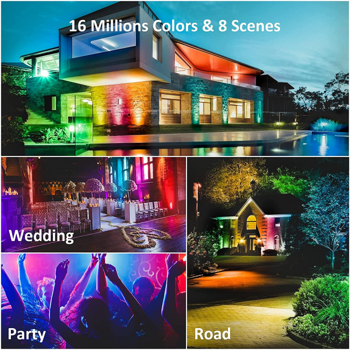 Set 2 proiectoare Smart LED RGB Novostella NTF71, BT Mesh, Alexa,Google , 25W, Sincronizare muzica, Exterior IP66 waterproof, Tuya Smart Life [5]