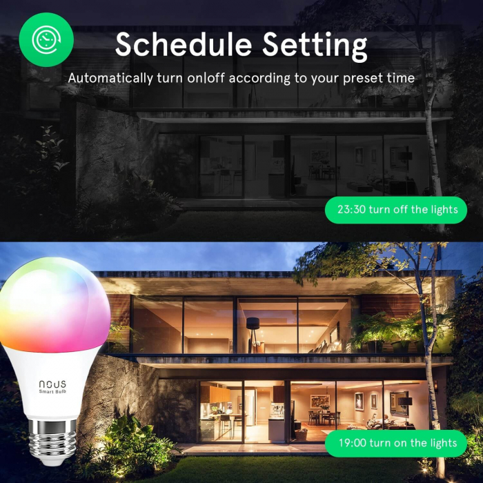 Set 4 becuri LED NOUS P3 RGB Smart, E27, Control din aplicatie [7]