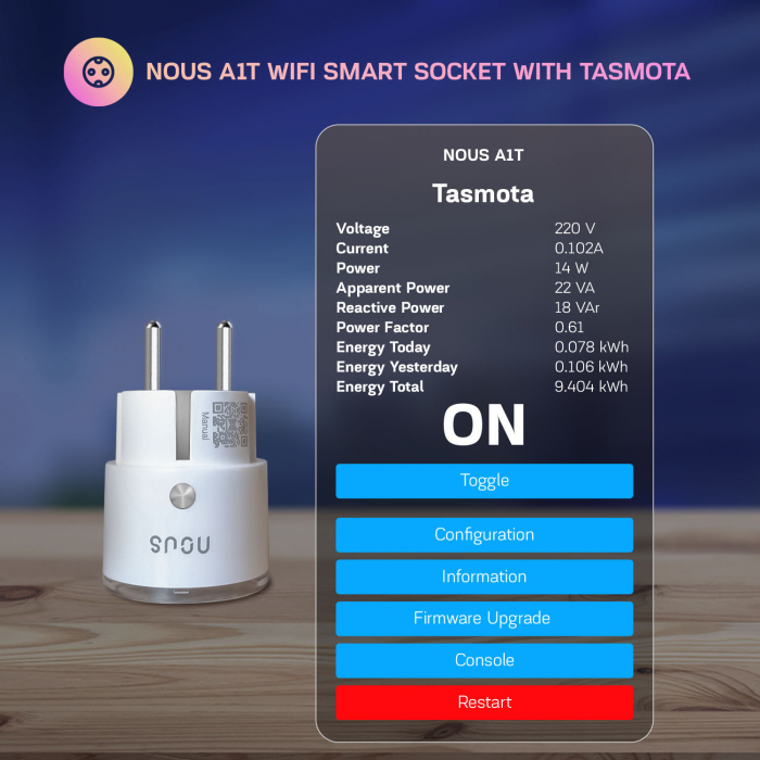 Set 4 Prize Inteligente WiFi NOUS A1T, 16A - Tasmota [2]