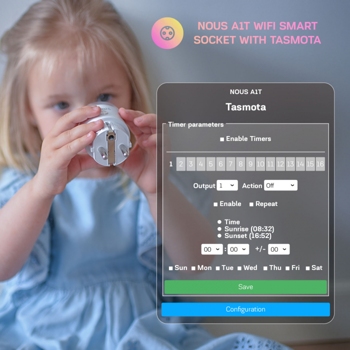 Set 4 Prize Inteligente WiFi NOUS A1T, 16A - Tasmota [4]