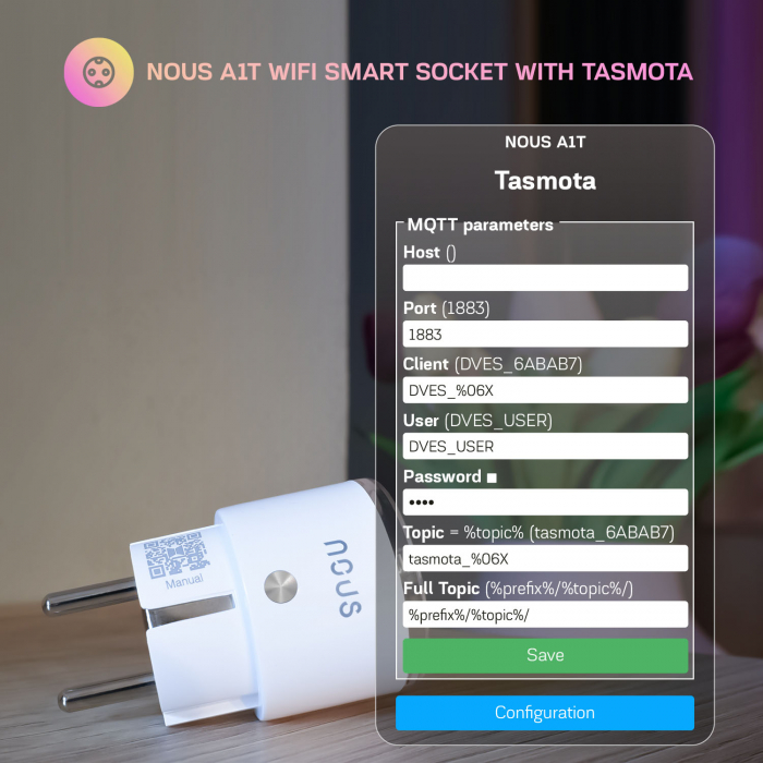 Set 4 Prize Inteligente WiFi NOUS A1T, 16A - Tasmota [5]