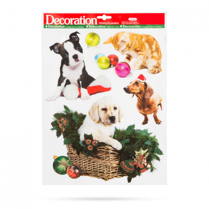 Set autocolante pentru fereastră de Crăciun - animale de companie - sclipici - 2 tipuri [2]