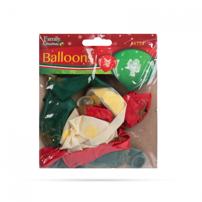 Set baloane - roșu, verde, auriu, cu motive de Crăciun - 12 piese / pachet [3]