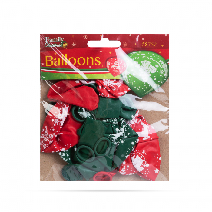 Set baloane - roșu, verde, cu motive de Crăciun - 12 piese / pachet [3]