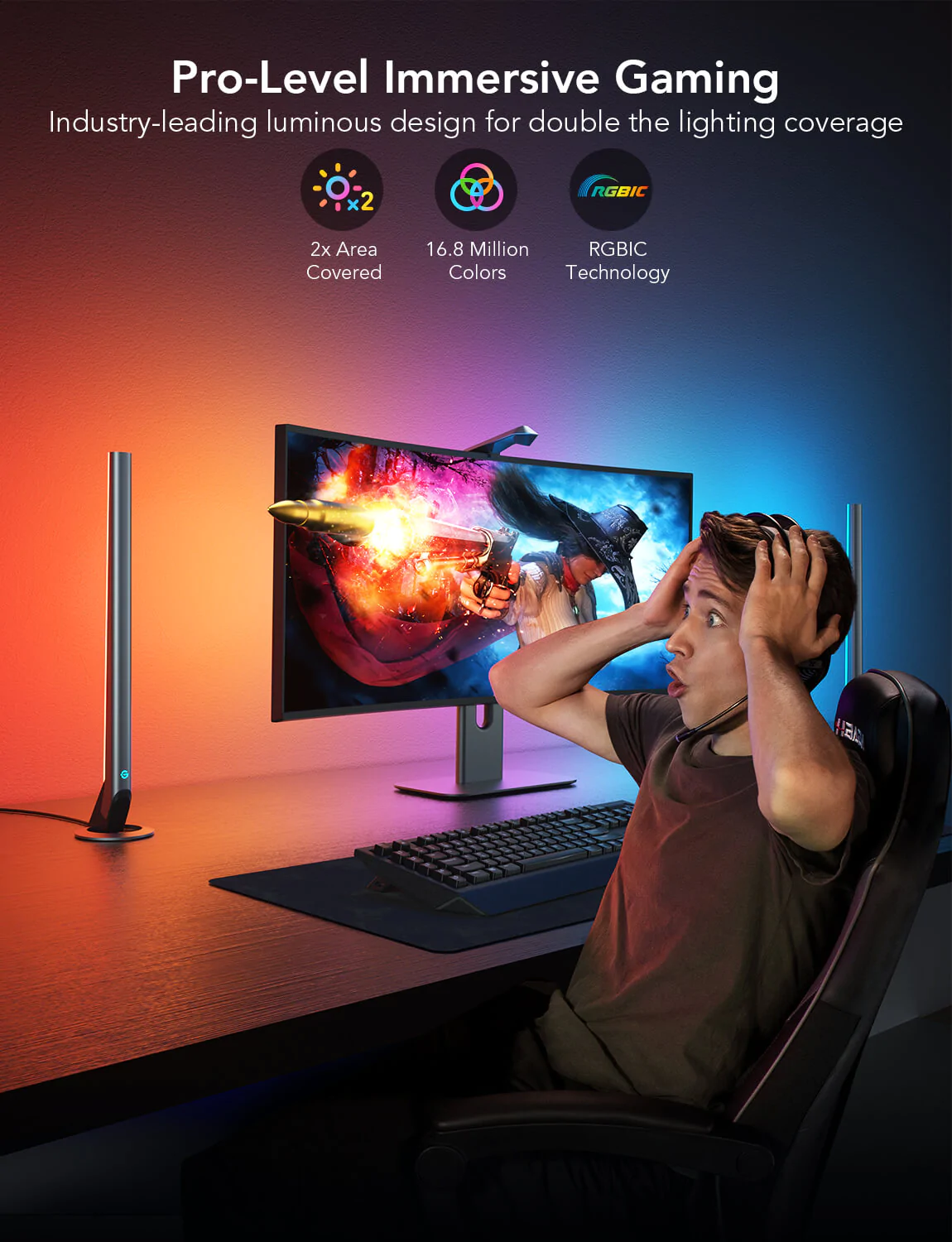 Set Banda si Lampi LED Govee H604A TV DreamView G1 Pro Gaming RGBIC, Camera 1080p HD [5]