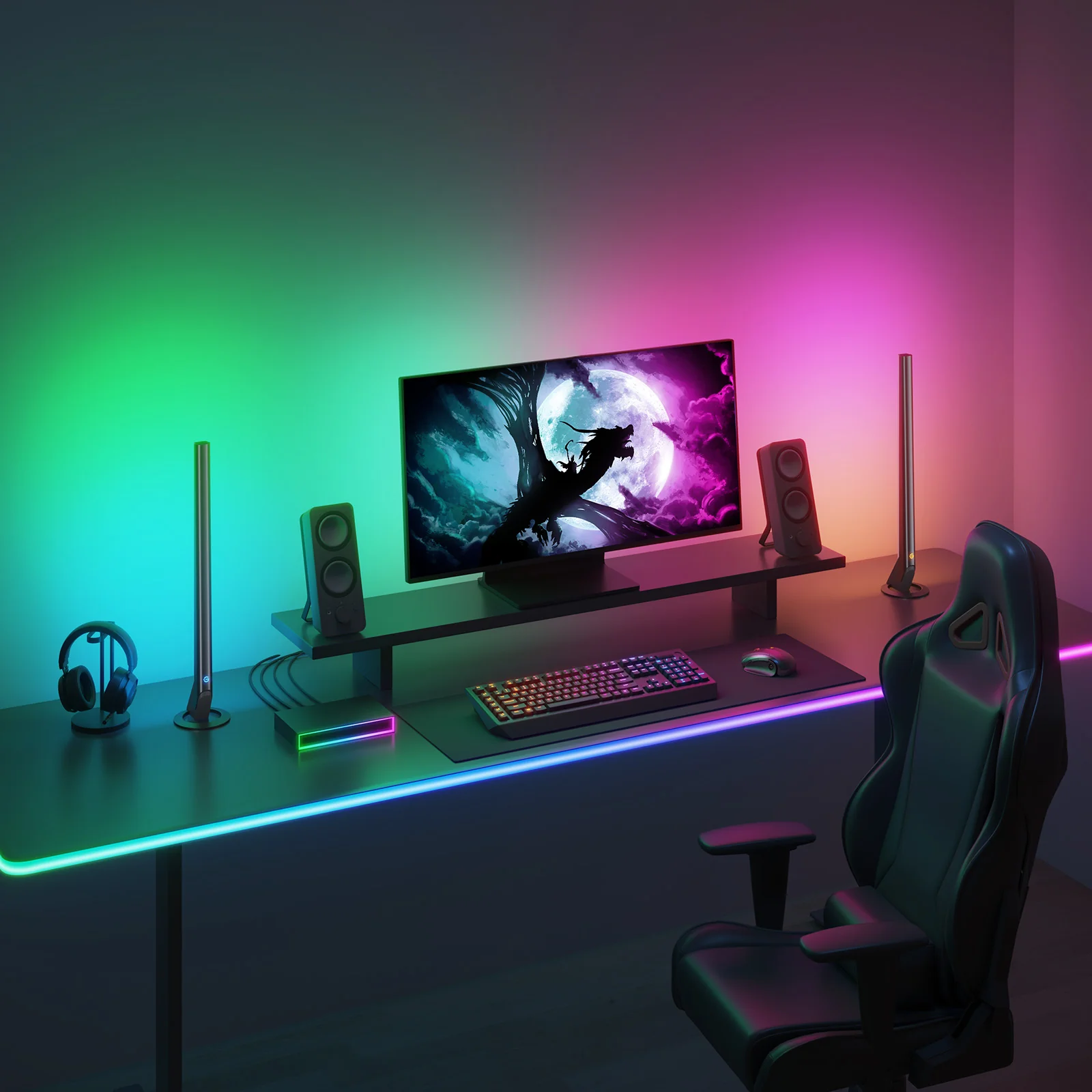Set Banda si Lampi LED Govee H6601 RGBIC AI Gaming Sync Box Kit [3]