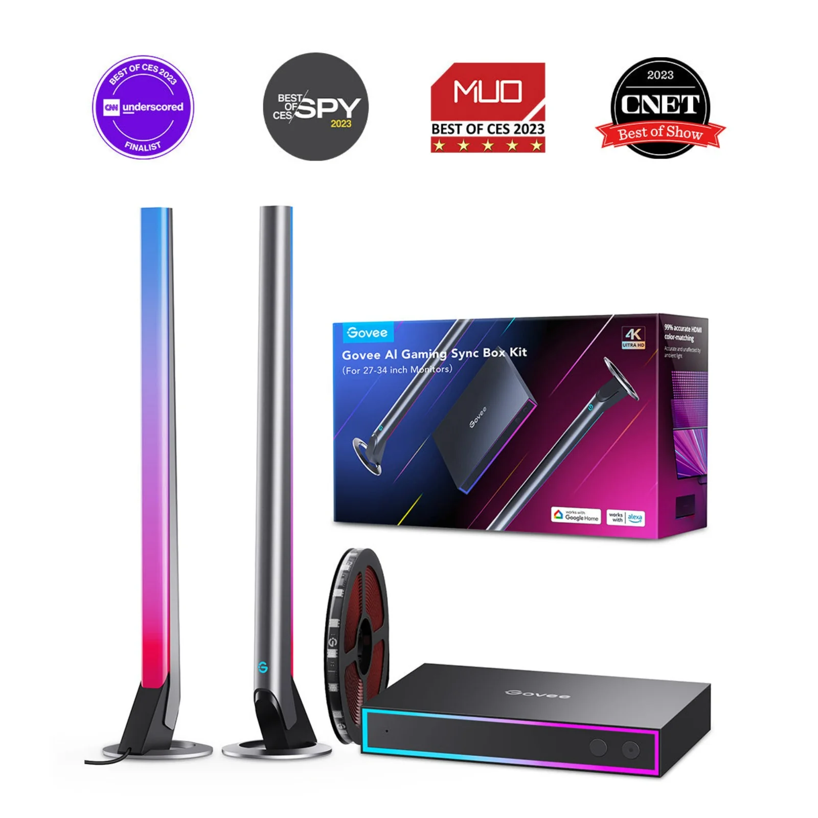 Set Banda si Lampi LED Govee H6601 RGBIC AI Gaming Sync Box Kit [2]