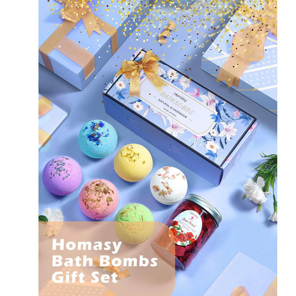 Set cadou arome fervescente de baie Homasy HMBY084, 6 arome diferite si petale de trandafir [5]