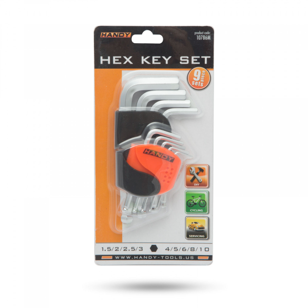 Set 9 chei L hexagonale crom vanadiu cu suport organizare, dimensiuni: 1,5 / 2 / 2,5 / 3 / 4 / 5 / 6 / 8 / 10 mm [2]