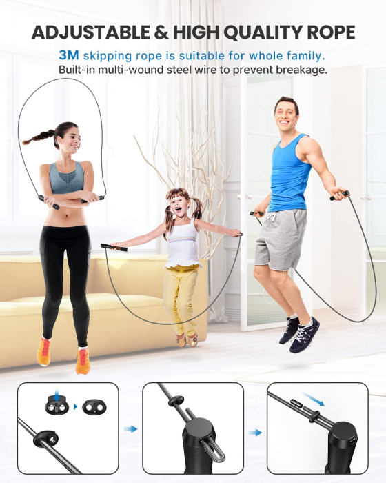 Set coarda sport inteligenta activitati fizice Smart Renpho Q001, 4 moduri, Bluetooth, analiza date, aplicatie, Adulti, Copii [7]