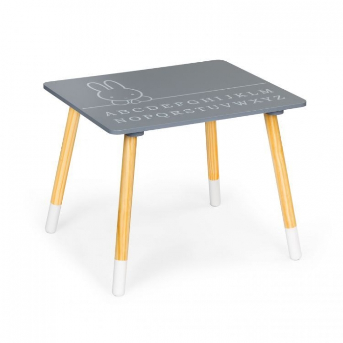 Set de masa cu alfabet si doua scaune in forma de iepuras pentru copii Ecotoys WH141 - Gri si natur [6]