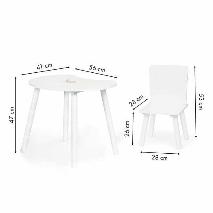 Set de masa in forma de luna si doua scaune pentru copii Ecotoys WH140 - Alb [5]