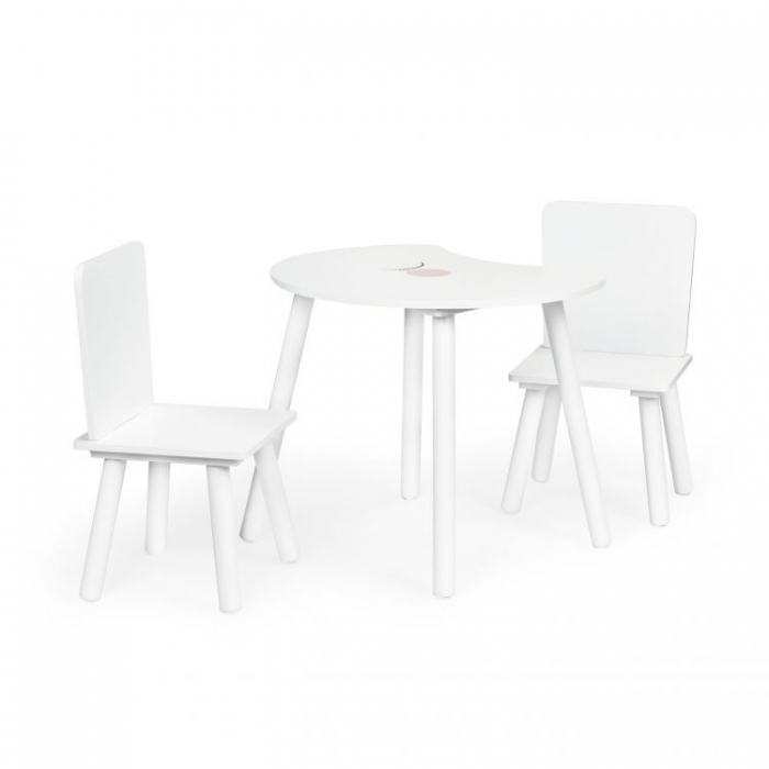 Set de masa in forma de luna si doua scaune pentru copii Ecotoys WH140 - Alb [2]