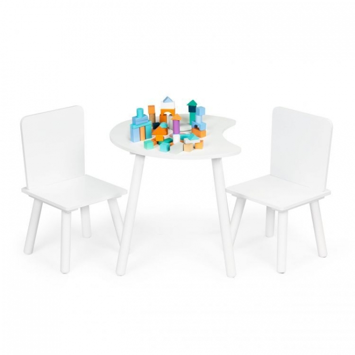 Set de masa in forma de luna si doua scaune pentru copii Ecotoys WH140 - Alb [3]