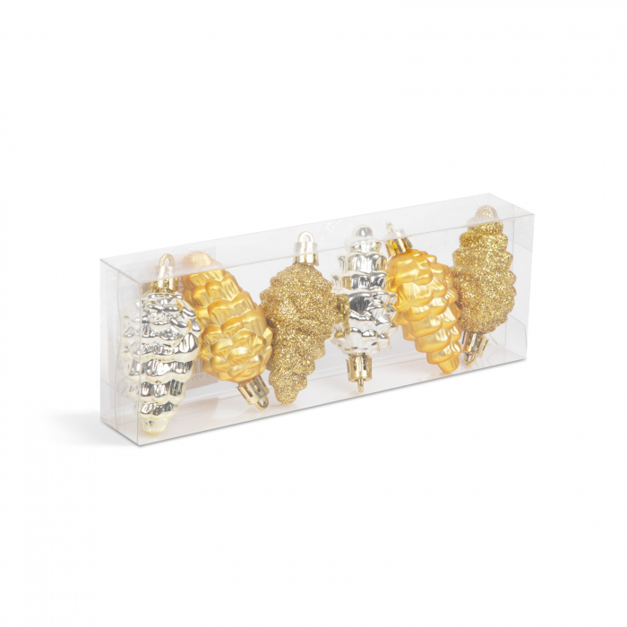 Set decor pentru brad - conuri aurii - 6 cm - 6 buc / set [1]