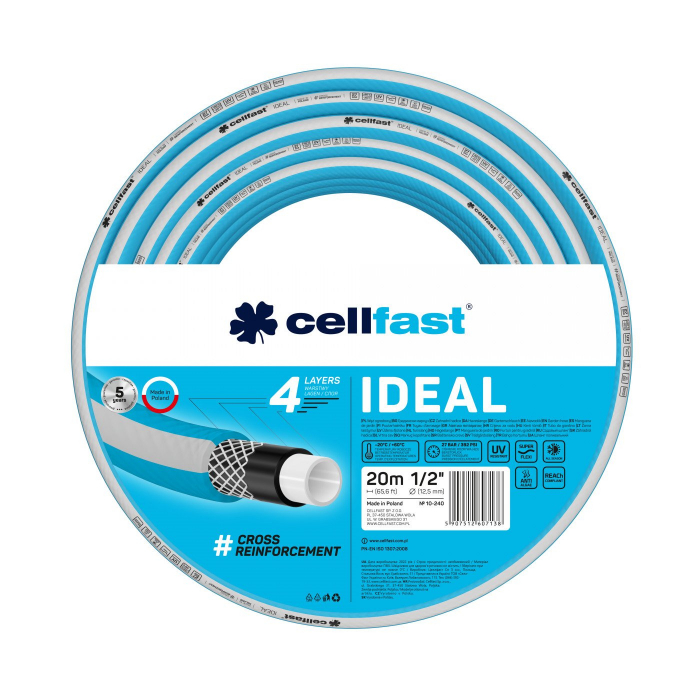 Set furtun gradina Cellfast  IDEAL 1/2" 20m, protectie UV, antirasucire, unealta stropire, conectori - albastru [2]