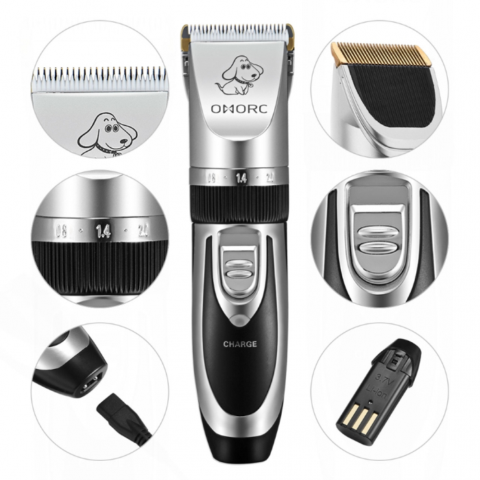 Set Masina Profesionala de Tuns Caini, Pisici sau Alte Animale, Omorc MEGD014CS,fara fir, Titan Ceramica, foarfece incluse [2]