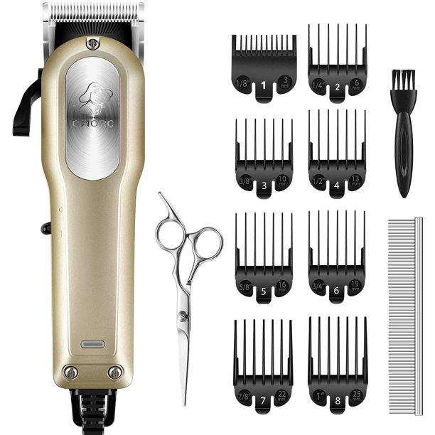 Set Masina Profesionala de Tuns Caini, Pisici, Omorc MEGD077, 12V, foarfece incluse, 8 capete, culoare Auriu | OMORC [2]