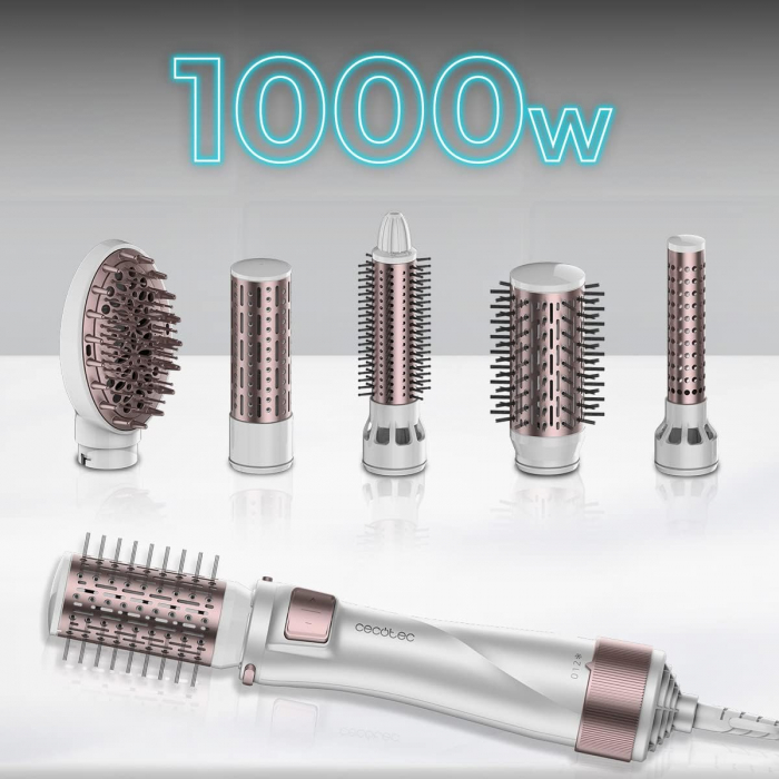 Set Perie rotativa cu 5 capete Cecotec Bamba CeramicCare 5in1 Pro Ceramica, 1000W, Perie pentru indreptat parul, Perie electrica, Ondulator par [3]