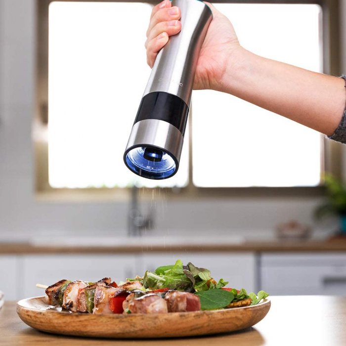 Set Rasnita electric Cecotec 2buc Instant Mill Press Duo, 9V,otel inoxidabil, pentru sare, Piper,cafe, Gri [5]