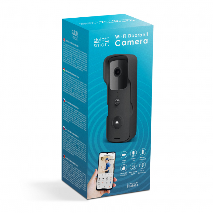 Set sonerie video Smart Wi-Fi - alimentat cu baterie - MicroSD, FHD, PIR - negru [5]