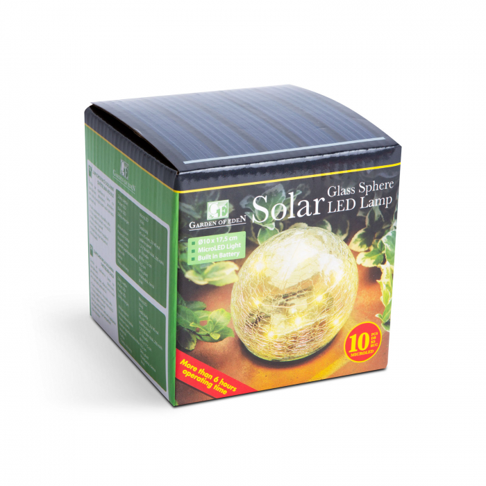 Sfera solară de gradina cu led din sticlă - 10 cm - 10 LED alb cald [3]