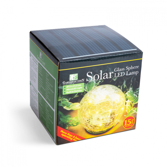 Sferă solară  din sticlă - 12 cm - 15 LED alb cald [3]