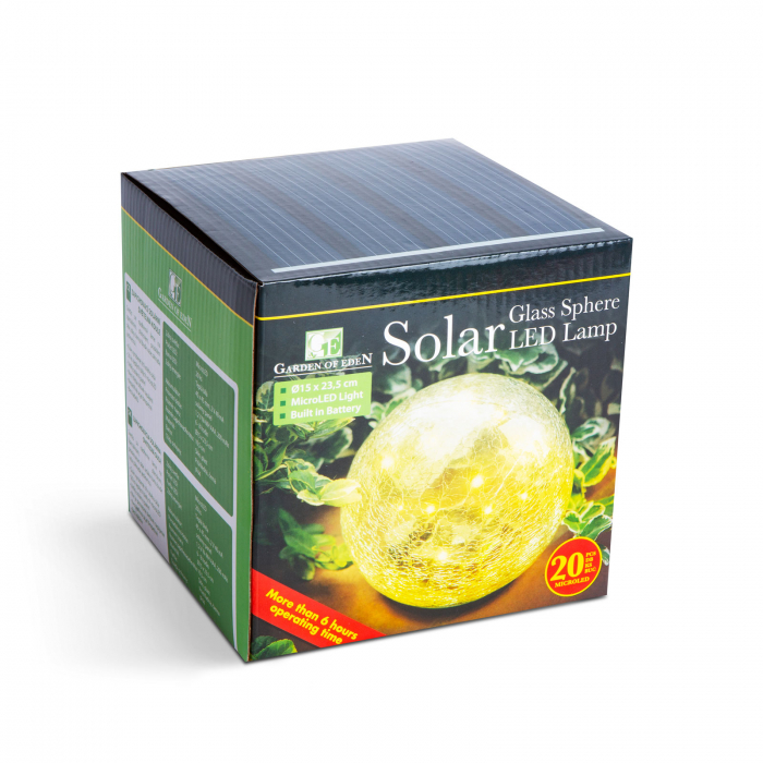 Sferă solară din sticlă - 15 cm - 20 LED alb cald [2]