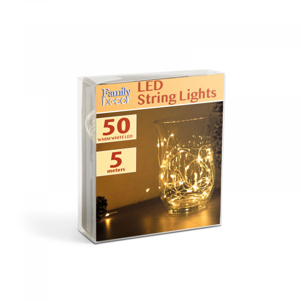 Sir de lumini LED de Craciun - 5 m -50 LED - alb cald, 3xAA [3]