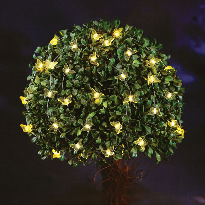 Șir lumină solară de gradina model fluture - 2,4 m - 25 LED-uri alb cald [1]