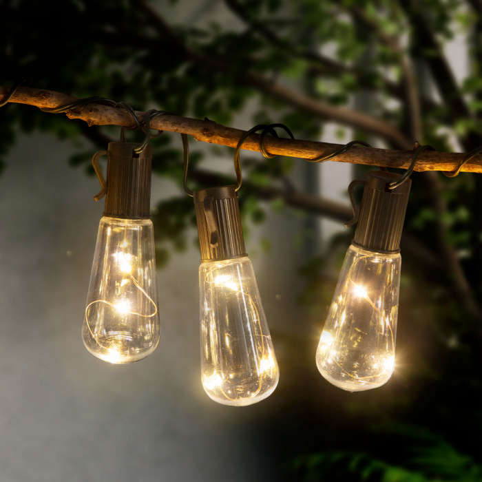 Șir lumini solare cu LED model vintage epoca, bec - 30 LED-uri, mini panou solar - desfasurare 180 cm [3]