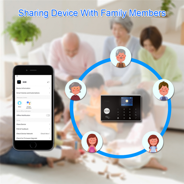 Sistem de alarma Smart Rovo ZX-G30 Wifi, GSM, 433MHz, Tuya, alerta prin SMS, apel vocal, notificare pe telefon [7]