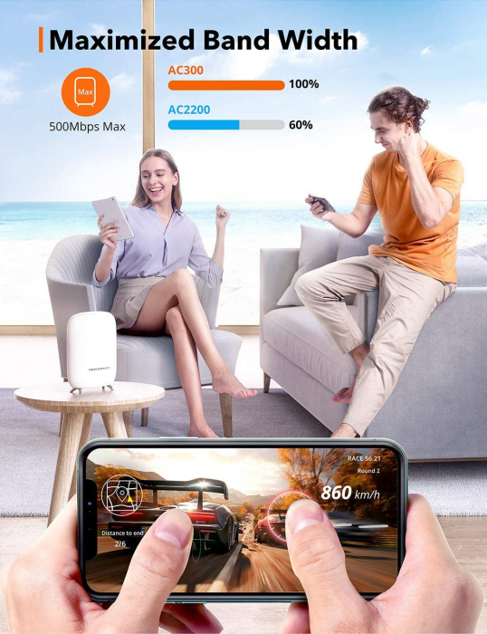 Sistem Wi-Fi Mesh Taotronics Tri-Band (2-pack) AC3000 Gigabit cu acoperire completa pentru casa [4]