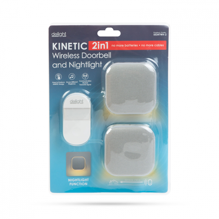 Sonerie wireless 2 in 1 cu lumina de noapte - Kinetic - cu receptor dublu - alb [5]