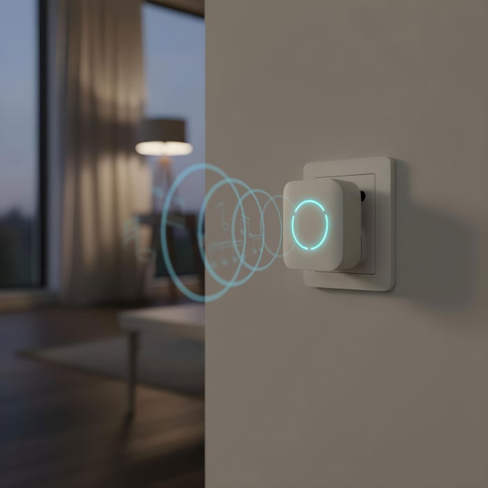 Sonerie wireless Kinetic fără baterii – 1 buton + 1 receptor – Alb cu LED albastru - 55331WH [2]