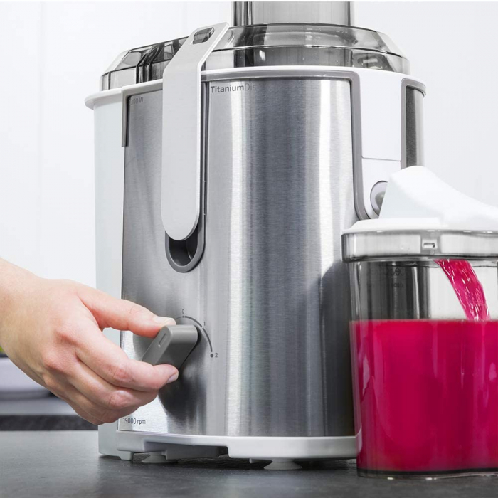 Storcator de fructe si legume Cecotec StrongTitanium 19000 XXL, 1300 W, 19000 RPM, 2 Viteze, anti-picurare, Recipient pulpa 2 l, Inox [5]