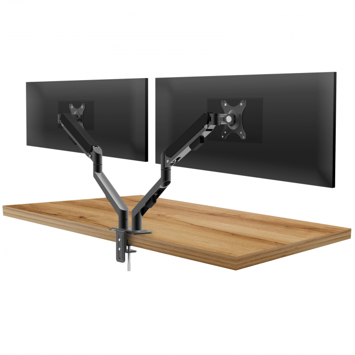 Suport dublu pentru monitor și TV - braț dublu, telescopic - poate fi atașat de blat [2]