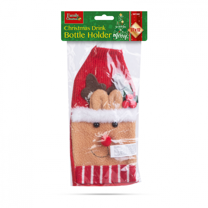 Suport sticle de băutură de Crăciun - Ren 3D - poliester - 27 x 12 cm [3]