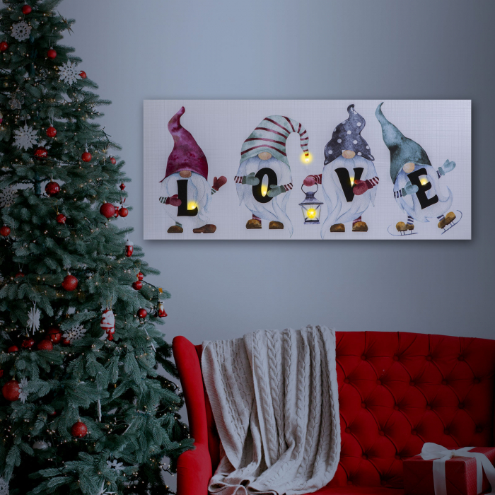 Tablou cu LED - LOVE - cu agățătoare, 2 baterii AA - 30 x 70 cm (58477) [2]