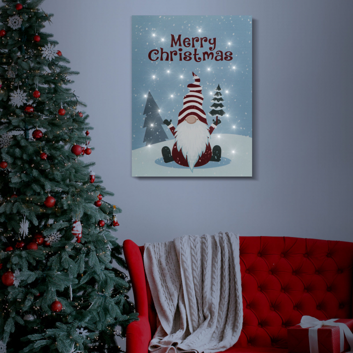Tablou de Crăciun - LED - cu agățătoare, 2 baterii AA - 30 x 40 cm (58463) [2]
