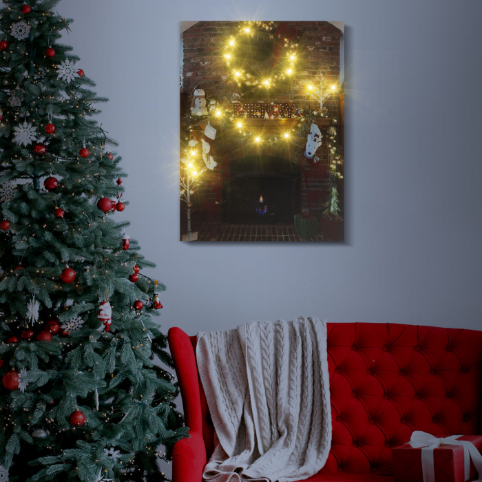 Tablou de Crăciun - LED - cu agățătoare, 2 baterii AA - 30 x 40 cm (58467) [2]
