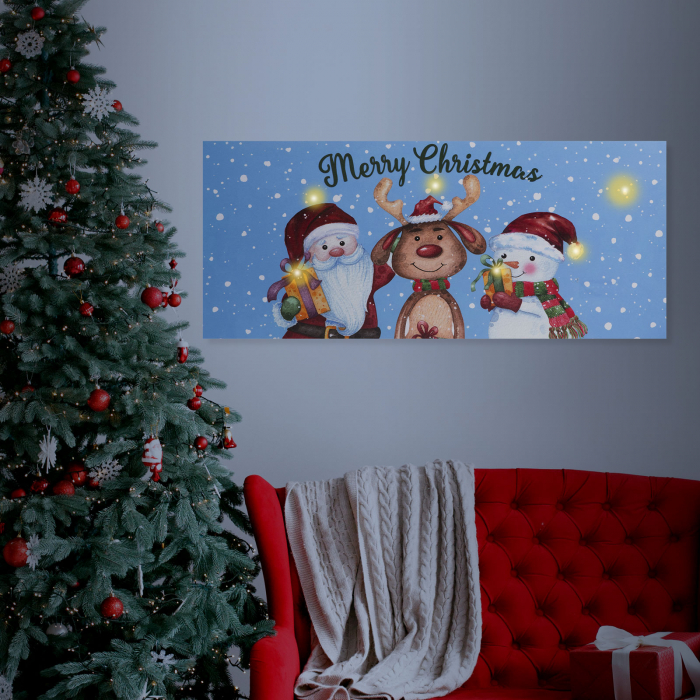 Tablou de Crăciun - LED - cu agățătoare, 2 baterii AA - 70 x 30 cm (58464) [2]