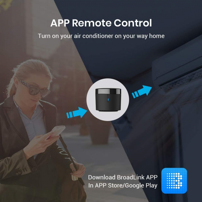 Telecomanda universala BroadLink RM4 Mini, control IR, Wireless, 4G, Android iOS, Alexa Google Assistant, aer conditionat, televizor, sistem audio [3]