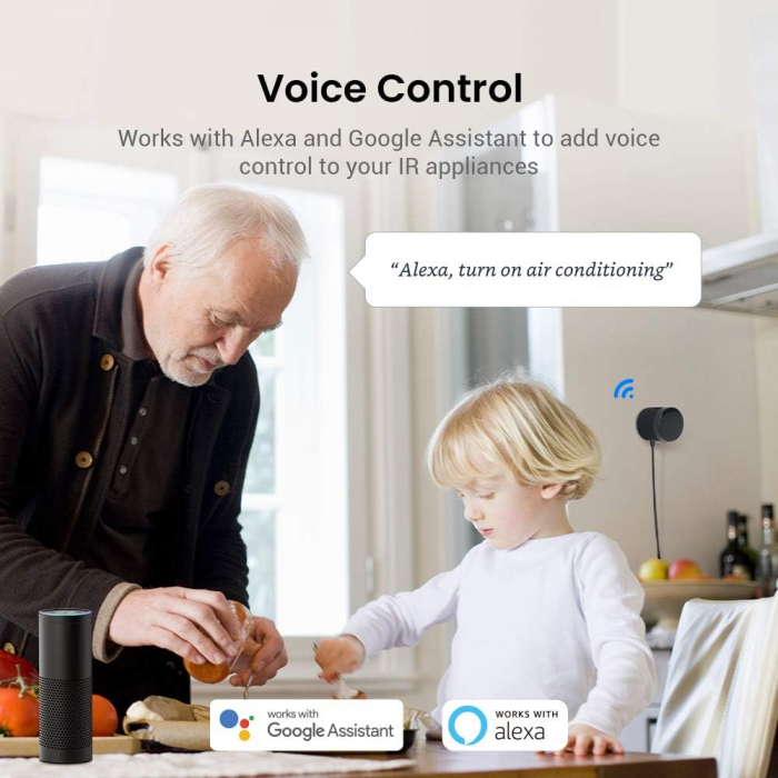 Telecomanda universala BroadLink RM4 Mini, control IR, Wireless, 4G, Android iOS, Alexa Google Assistant, aer conditionat, televizor, sistem audio [4]