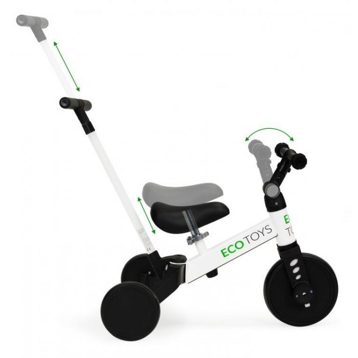 Tricicleta cu pedale si maner 2 in 1 Ecotoys YM-BT-6 - Alb [8]