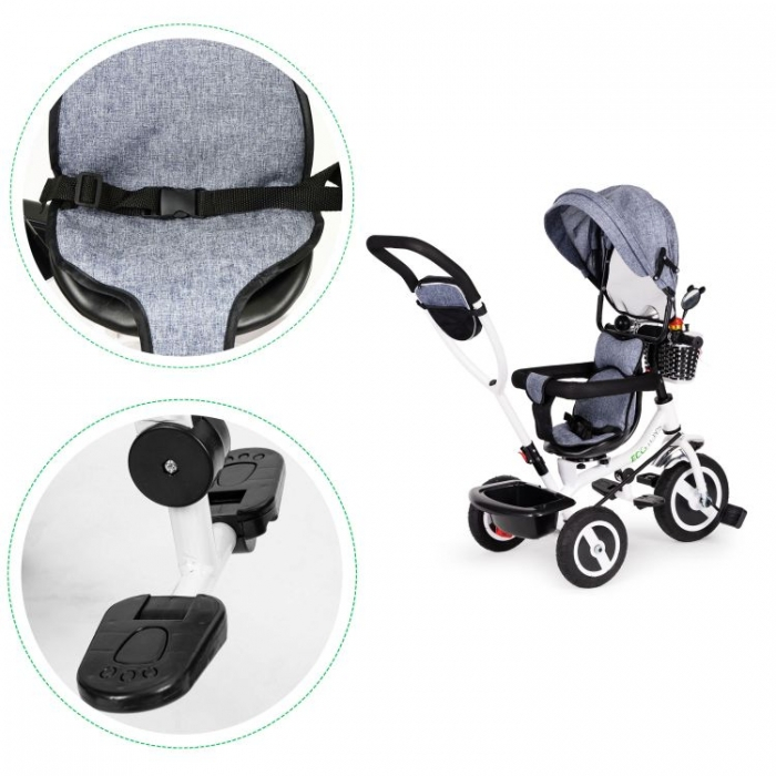 Tricicleta cu sezut rotativ Ecotoys JM-066-9L - Gri [6]