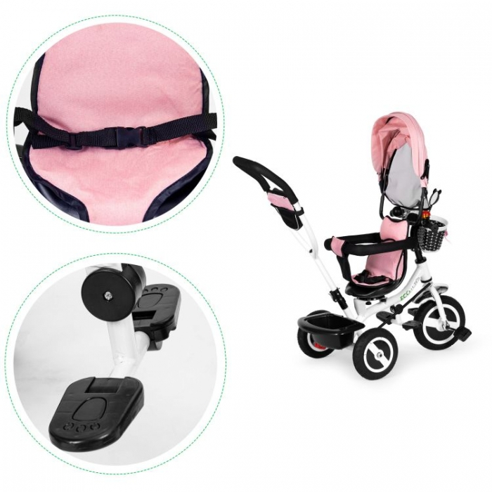 Tricicleta cu sezut rotativ Ecotoys JM-066-9L - Roz [4]