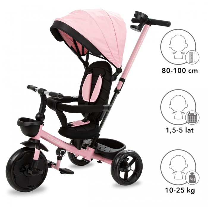 Tricicleta cu sezut rotativ si roti cu spuma EVA Kidwell Axel - Roz [5]